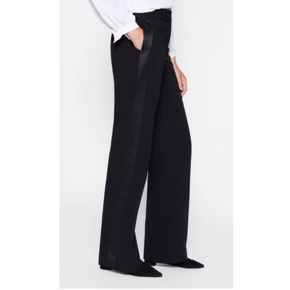 Equipment Hagan Tuxedo Satin Stripe Trousers Black Pants - Picture 1 of 16